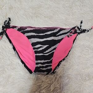 String Bikini Bottom Low Rise Swimsuit Animal Print Hot Pink Black Grey Vacation